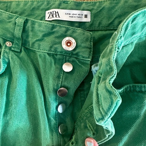 Zara Green Denim Jeans - Size US 6 - Picture 2 of 3